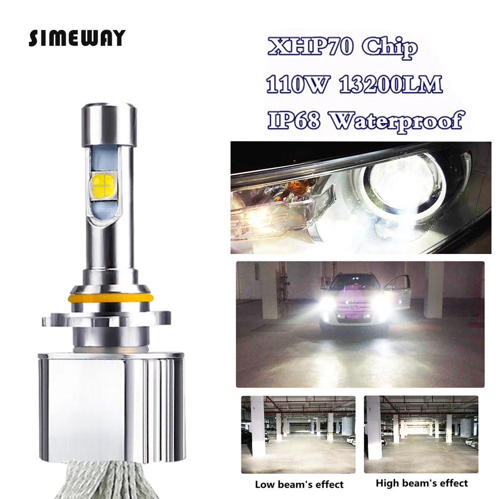 Автомобильные светодиодные фары H11 Kit xhp70 светодиодный 6000K 55W 6600LM super H4 H7 H8 H9 HB3 9005 HB4