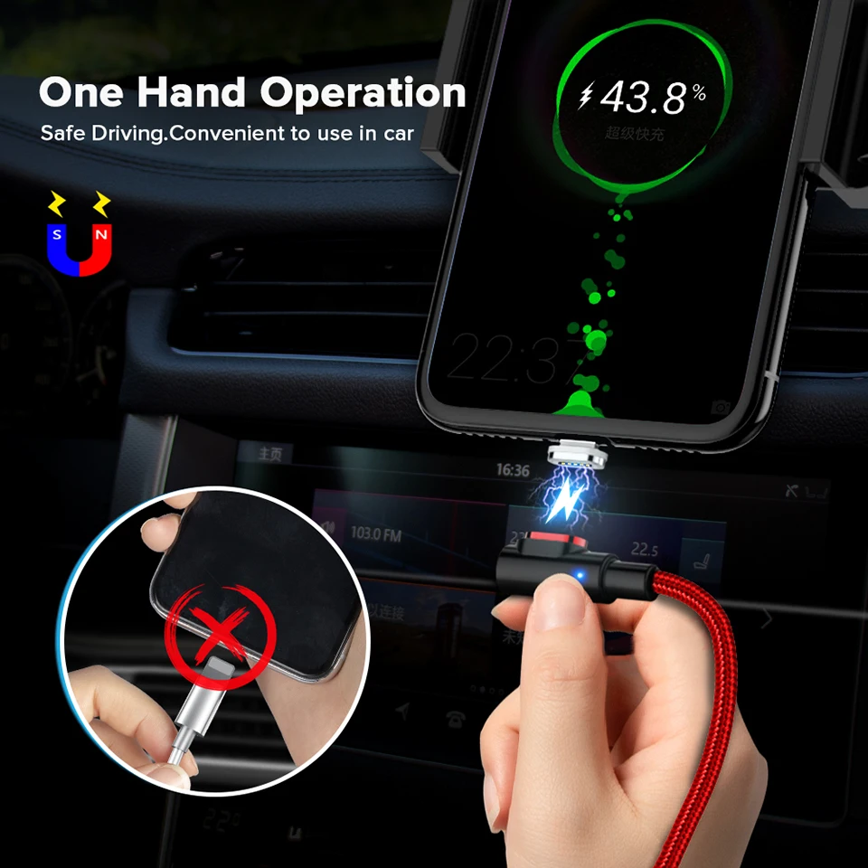 Новейшая модель Быстрое зарядное устройство Qc 3 0 90 градусов Магнитный Кабель с