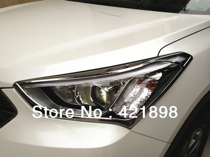 Для Hyundai Santa Fe 2013 2014 2015 2016 ABS хромированный головной свет крышка лампы Отделка 2