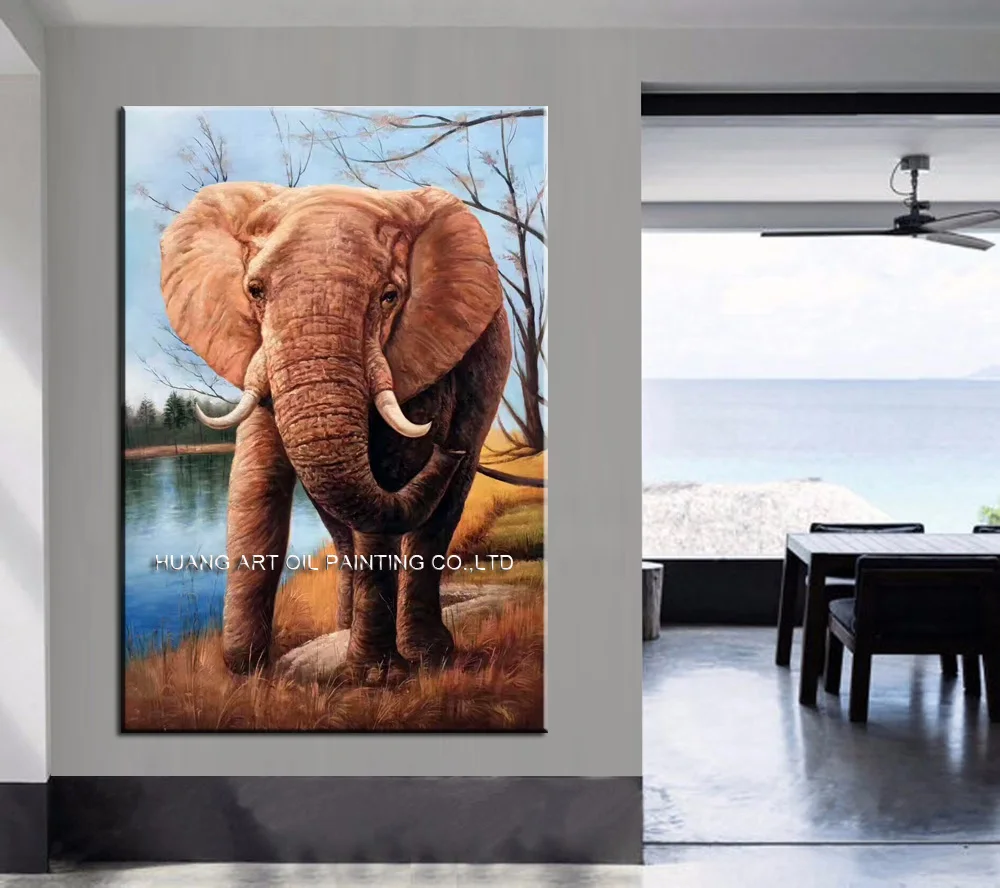 Professional Artist Handmade Impression Elephant Oil Painting On Canvas Art New Arrivals African Animals Landscape | Дом и сад