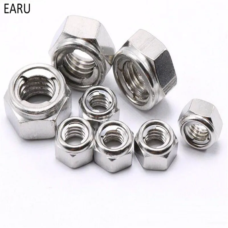 

M3 M4 M5 M6 M8 M10 M12 M14 M16 M20 304 stainless steel metal Self-locking Hex Nuts Locknut Slip Lock Nut