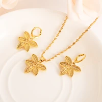 gold dubai india africa necklace earring for women party gift vintage leaf daily mother gift diy charms girls fine jewelry sets