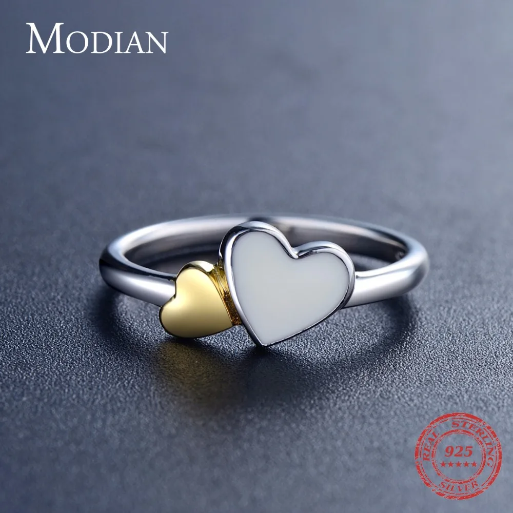 Modian классическое романтическое кольцо из настоящего серебра модное Двойное