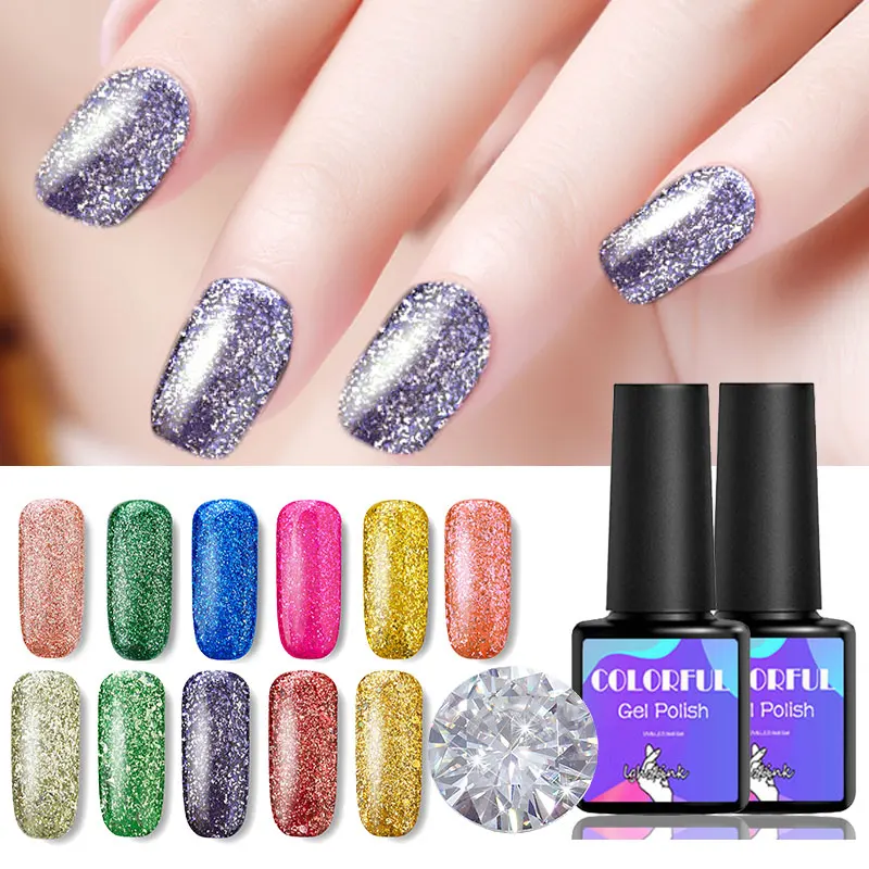 Lghzlink Алмазный гель для ногтей, блестящий Светодиодный УФ-гель для маникюра, Звездные Блестящие Блестки, впитывающий Гель-лак для ногтей, Полупостоянный Гель-лак