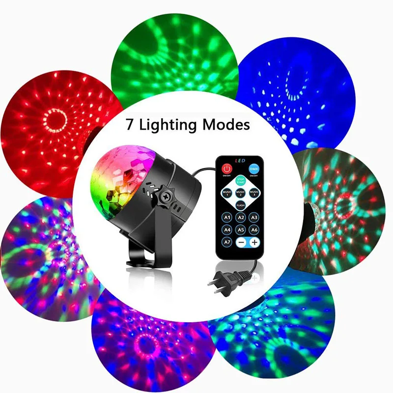 LED дискотека свет шар звук Вечеринка огни караоке диско 3 Вт Dj Портативный 7 цветов