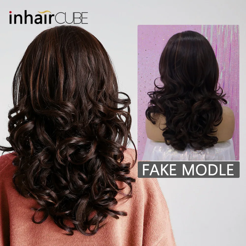 Inhair куб моделирование головы спереди кружево синтетические парики для женщин