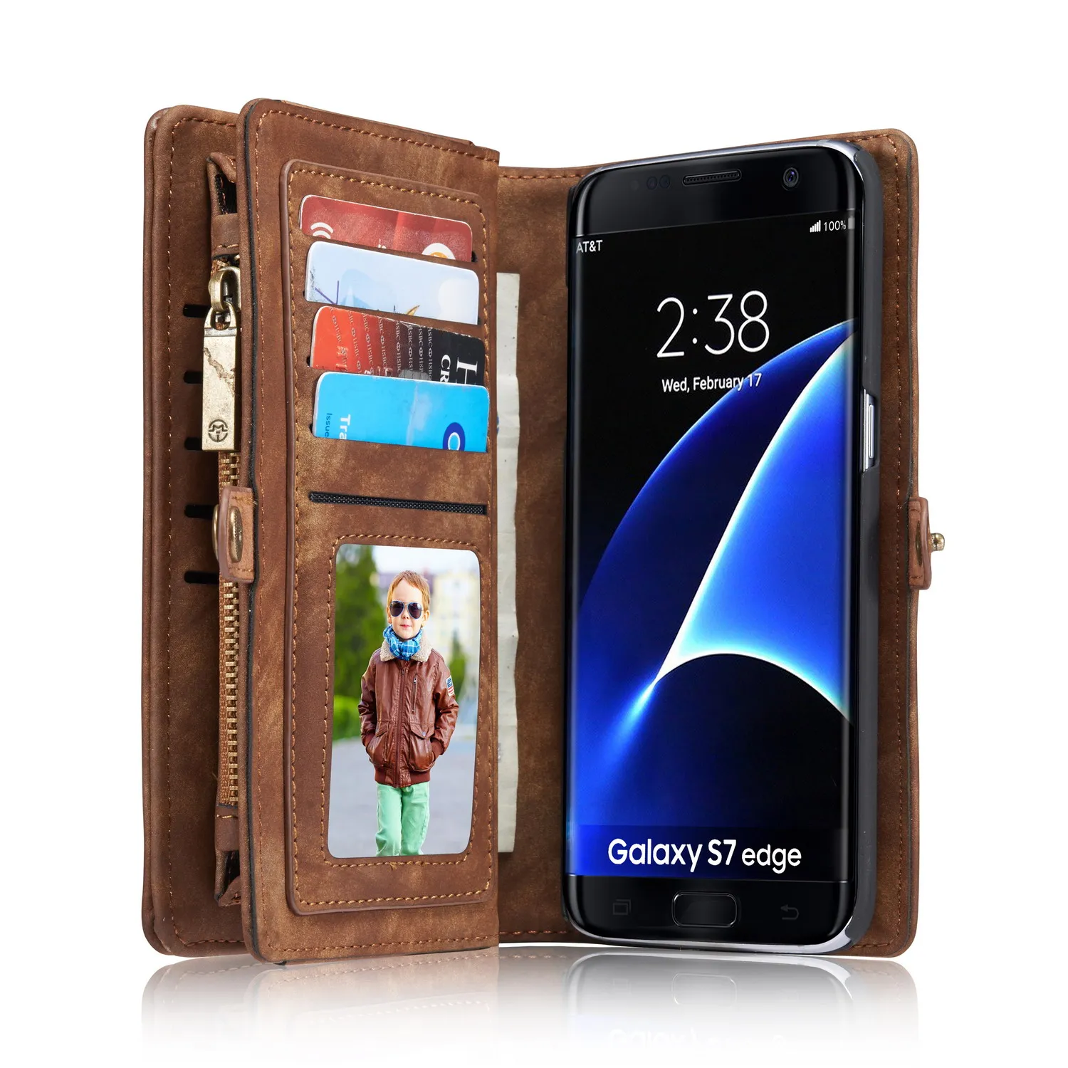 Чехол 2 в 1 для Samsung Galaxy S7 Edge съемный многофункциональный кожаный чехол кошелек на