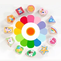 wooden clock model toy baby colorful 12 numbers clock toy digital geometry cognitive matching clock toy kids early educational