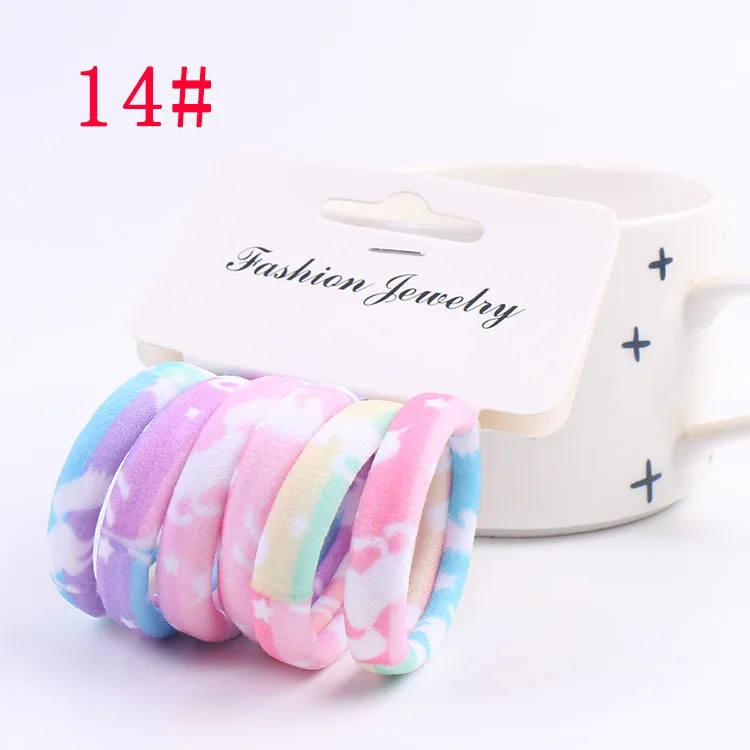 style 14 6 шт./комплект, милые эластичные резинки для волос для девочек, трикотажные резинки для волос, резинка для волос, резинки для волос - Цвет: style 14