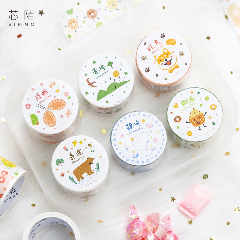 6 шт./лот Весенняя забавная серия декоративная бумажная Маскировочная лента васи