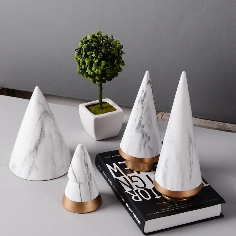 Creative light luxury Christmas tree ornaments marbled ceramics simple living room desktop home decorations | Дом и сад