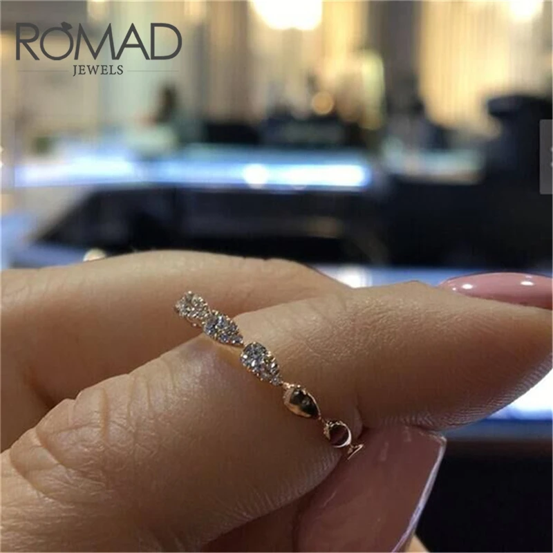 Romad прозрачное кольцо из кубического циркона, золотистого цвета, модное хрустальное свадебное украшение, помолвочное кольцо, небольшое для женщин, R4 on.