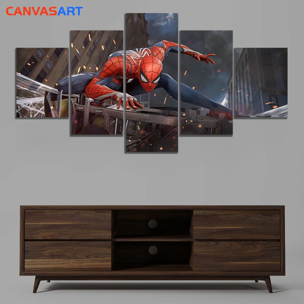 Canvas Art 5 Piece HD Pictures The Amazing Spider-Man for Wall Decor Painting Poster | Дом и сад