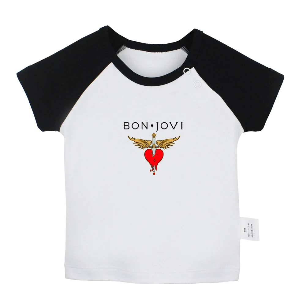 Guns N' Roses Bon Jovi/Детские футболки для новорожденных с изображением крыльев сердца