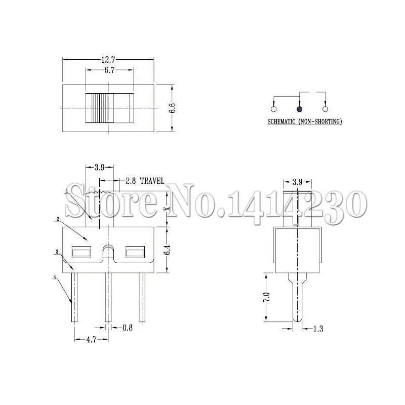 Тумблер SS12D10 SS12D11 50 шт. 3 штифта прямые ножки ручка 1P2T высота 5 мм расстояние 4 7 А 250 В