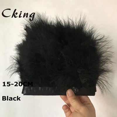 black 10 метров в длину 15-20 см индейка перья марабу отделка шитье цветные мухи завязывание перо для продажи ремесло украшения центральные украшения свадьбы - Цвет: black