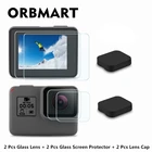 Крышка объектива ORBMART, 6 шт. (каждые 2 шт.), чехол + стеклянная линза и защитная пленка для экрана для черной камеры Gopro Hero 5 6 7
