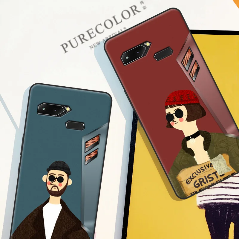 Для ASUS ПОГ игры Чехол для телефона PureColor пары Стиль роспись Мягкий чехол из ТПУ |