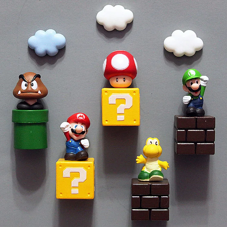 Мультфильм творческий 3D Super Mario Bros магниты на холодильник стикер сообщений детские игрушки для студентов подарок на день рождения Домашний декор