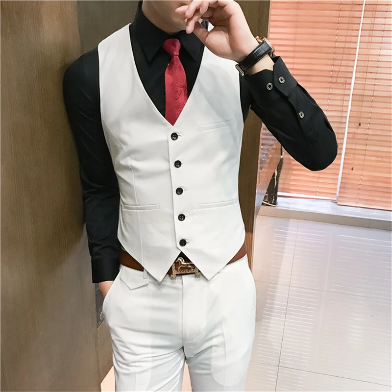 Однотонный деловой мужской брикет повседневный жилет Азиатские размеры S M L XL XXL