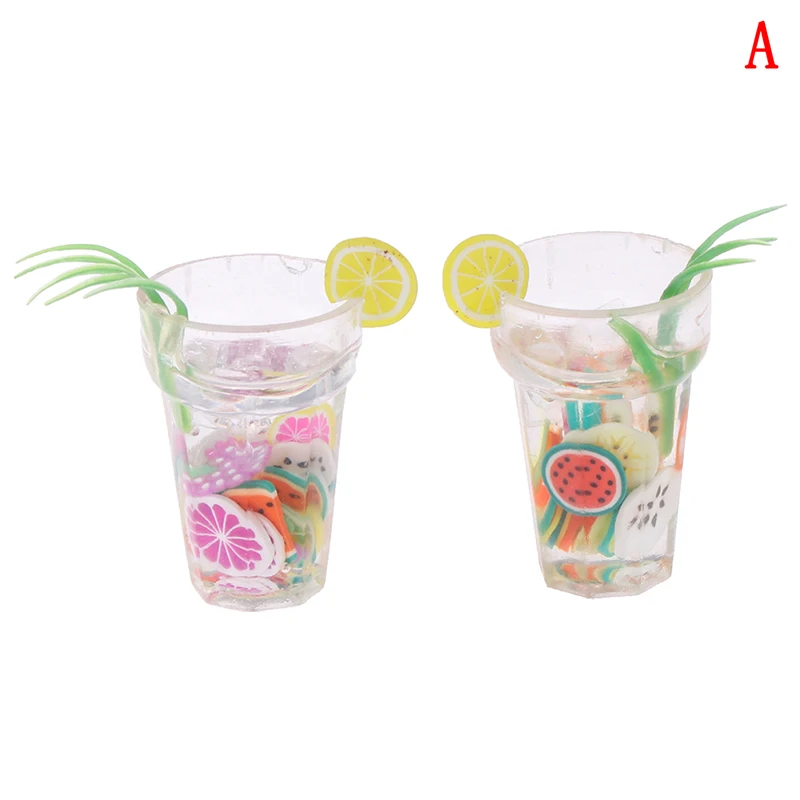 2PCS 1:12 весы мини вино пивная чашка кукольный домик ремесло прозрачный Кубок миниатюрное украшение дома стеклянная модель diy части - Цвет: 2PCS