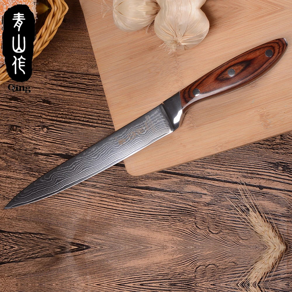 QING VG10 Дамасская сталь кухонные ножи Фрукты Утилита сантоку хлебная нарезка