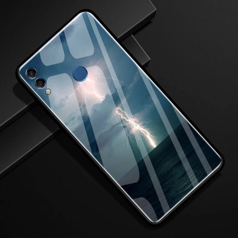 Чехол из закаленного стекла для huawei Honor 8X, черный силиконовый чехол-бампер для huawei Honor 8X X8 8X6,5"