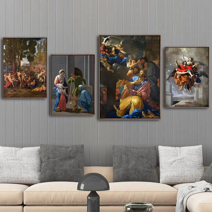 

Украшение дома печать холст искусство настенные картины для гостиной плакат холст печать картины французский Николя pousсин