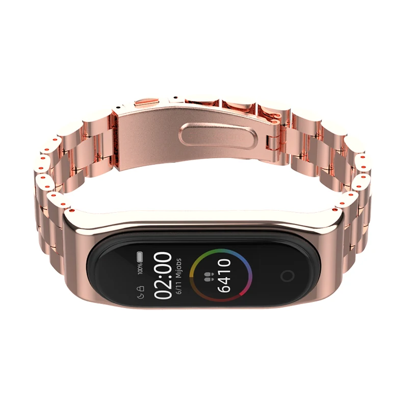 Mijobs Strap for Mi band 4 Straps Bracelet, Metal Stainless Steel Wrist Strap Replacement Band for Xiaomi 4/3