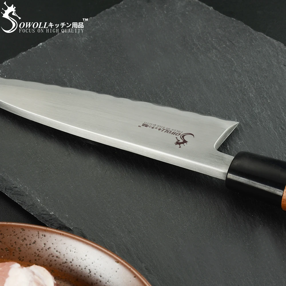 Sowoll японский лосось суши слайсер ножи из нержавеющей стали сашими шеф повара