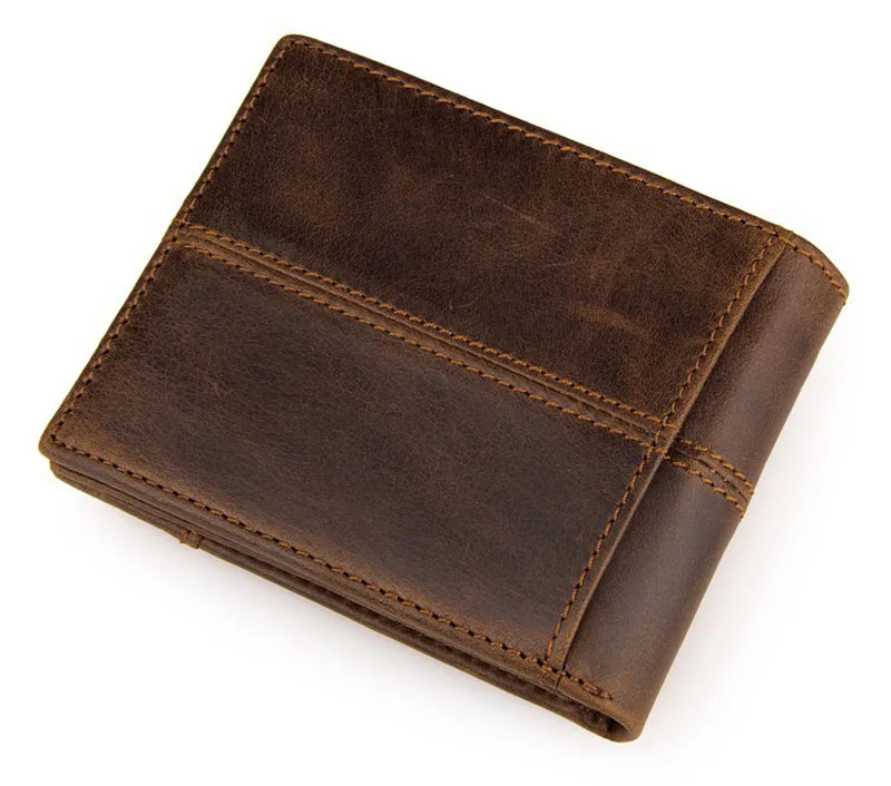 2017 High Quality Vintage 100% Guarantee Real Crazy Horse Leather Genuine Men Short Wallets Folding Purse 8064 | Багаж и сумки