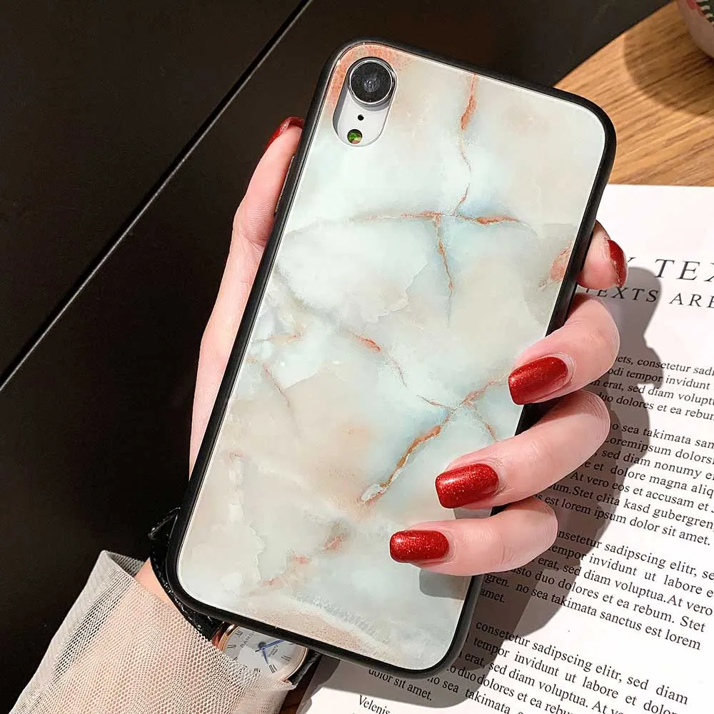 Жесткий чехол из закаленного стекла для iPhone XR X XS Xs Max 7 8 Plus чехлы 6 6S Простой