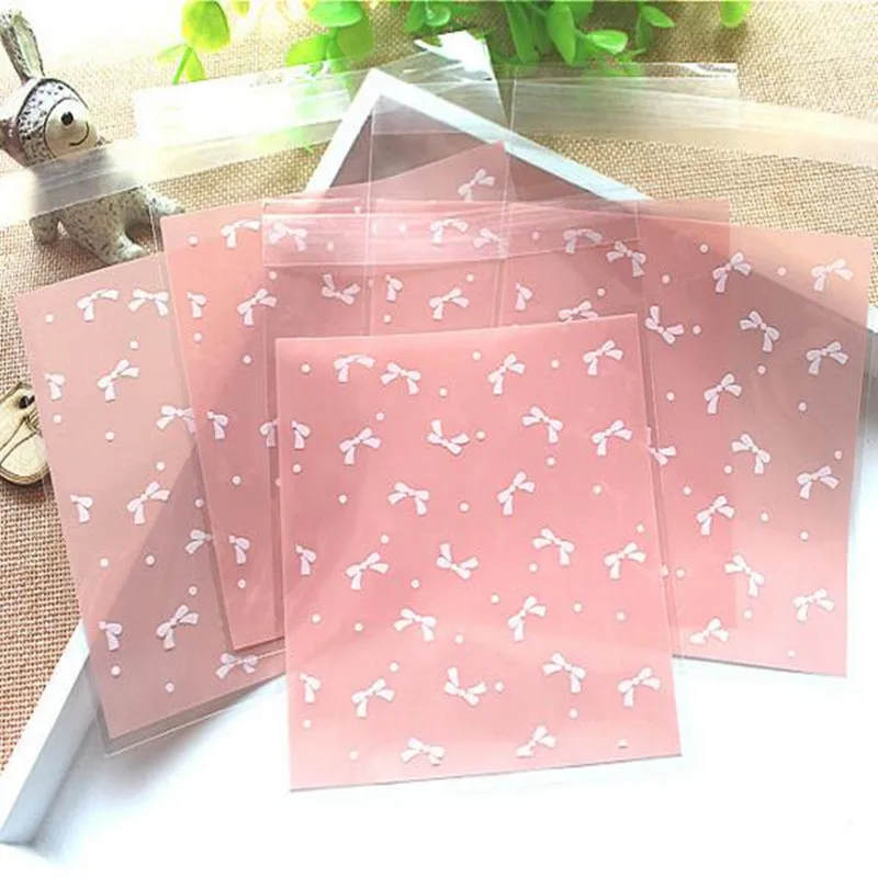 Pink Dot LBSISI Life 100 шт 14x14+ 3 см большие пакеты для печенья, самоклеящаяся упаковка, пластиковая упаковка для выпечки, Подарочный пакет для мыла - Цвет: Pink Dot