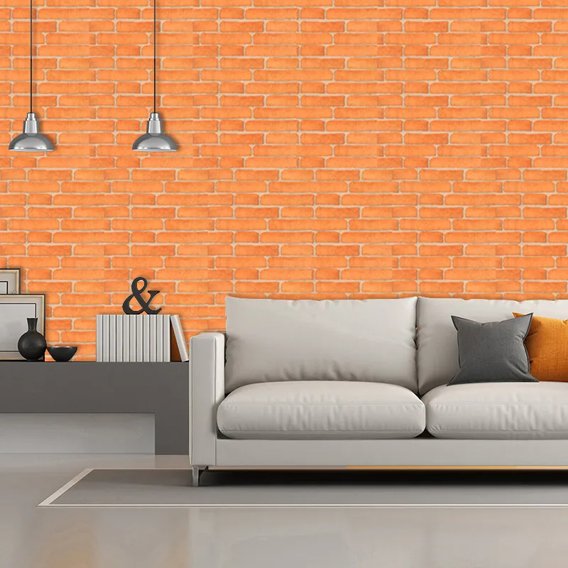 3D имитация оранжевый наклейка кирпич ПВХ гостиная спальня ТВ фон украшение анти