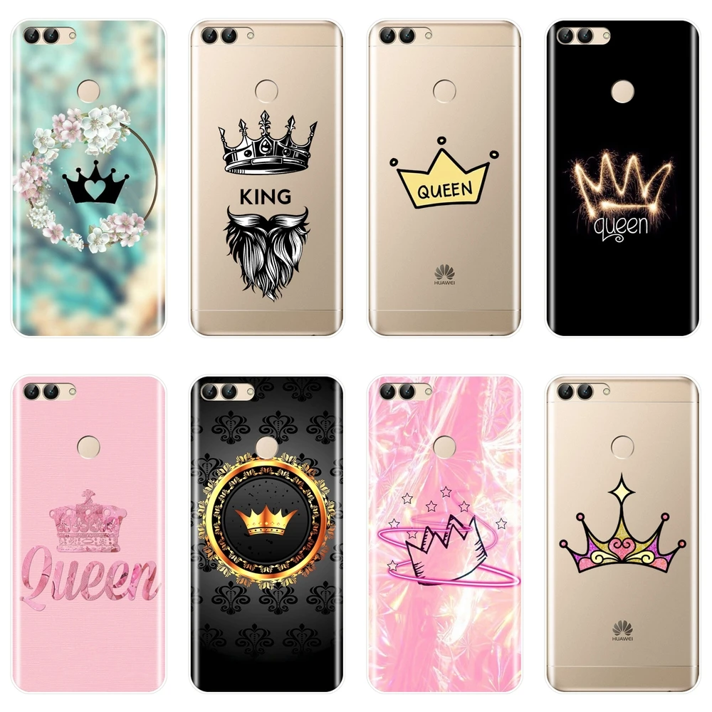 TPU King And Queen Crown Чехол для телефона Huawei P9 P10 Plus P20 Lite Pro P Smart P8 2017 силиконовая Мягкая