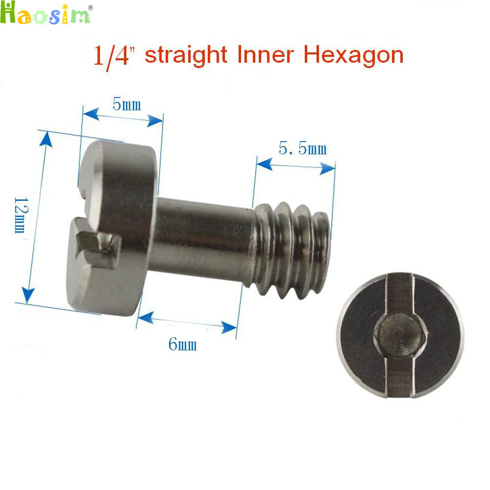 

1/4" straight Inner Hexagon Screw For Camera Tripod Monopod Quick Release Plate Baseplate Rig