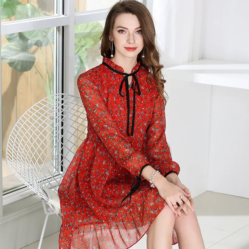 2018 летнее женское шифоновое платье большого размера с цветочным принтом