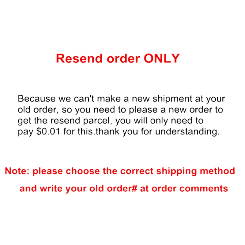 

Resend order-only, please choose the correct shipping method, Only pay $0.01