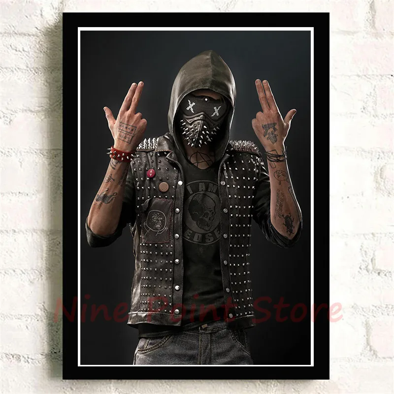 Watch Dogs бумажные плакаты с покрытием, игра, домашний интерьер, украшение, рисунок, ядро, наклейки на стену, бескаркасные - Цвет: Зеленый