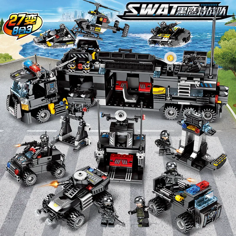 8 шт./лот LegoINGs SWAT городская полиция строительные блоки для грузовиков наборы