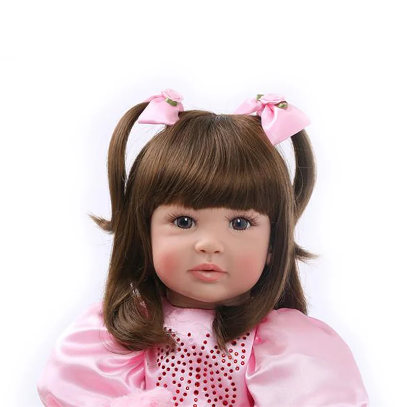 22'' Handmade Newborn Girl Doll Realistic Baby Vinyl Princess with Pink Clothes Kids Toy Birthday Gift for Girls|doll toys|toys girlsreborn