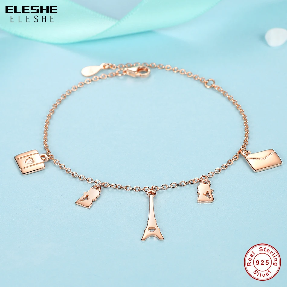 Женский браслет из серебра 925 пробы с изображением Эйфелевой башни|bracelets for|sterling