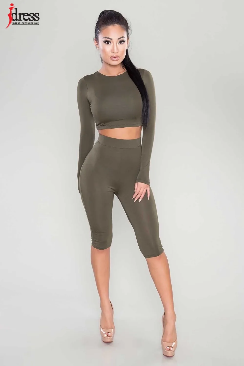 Женский Облегающий комбинезон IDress из двух частей летний черный до колена 2016