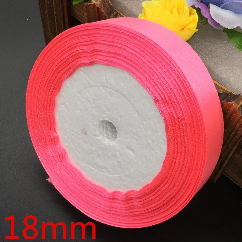 18mm 05#25 ярдов розовые шелковые декорации с лентой Свадебная подарочная упаковка лента швейная одежда Рождественский подарок на год - Цвет: 18mm