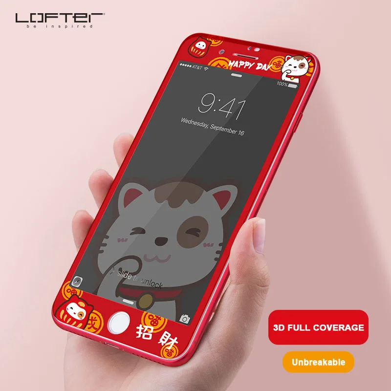 LOFTER милый мультяшный 3D Полноэкранный протектор экрана для iphone 7 9H закаленное