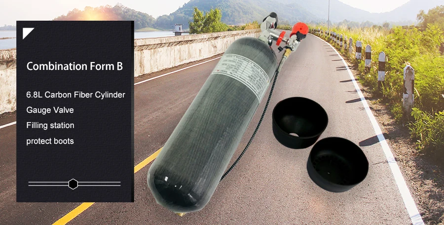 AC16831 модный 6.8л 300 бар 4500Psi мини-резервуар для дайвинга композитный баллон для дайвинга бак из углеродного волокна с клапаном прямая поставка