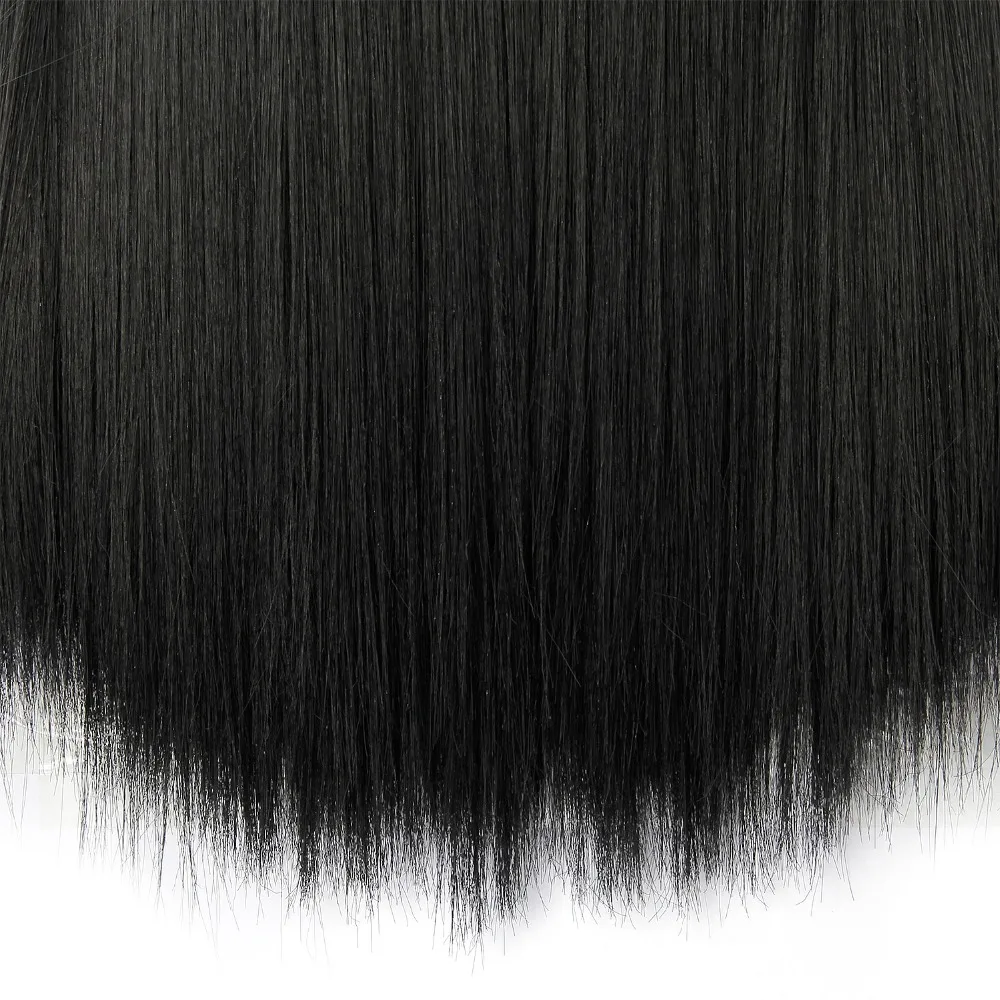 Женский парик длинные черные волосы Синтетические Яки прямые челки парики