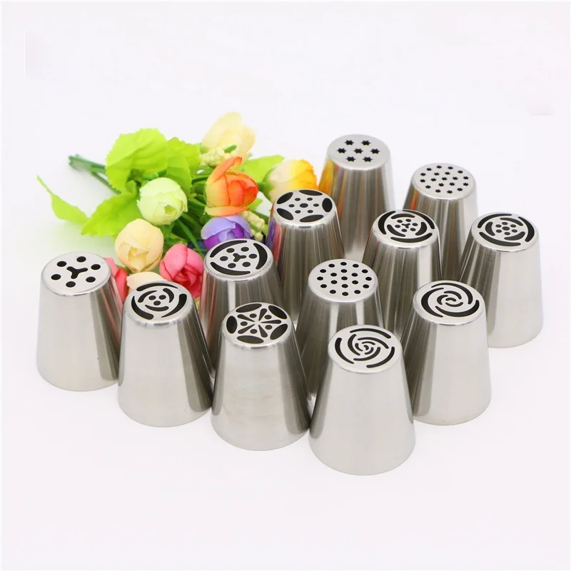 12 шт. кондитерский мешок для крема из нержавеющей стали Набор насадок торта кекса