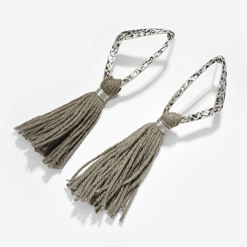 Ручная работа 2 Цвет хлопок кисточкой серьги для женщин в винтажном стиле