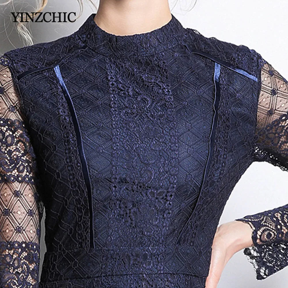 Женское кружевное платье в Звездном стиле весеннее ажурное трапеция длиной до